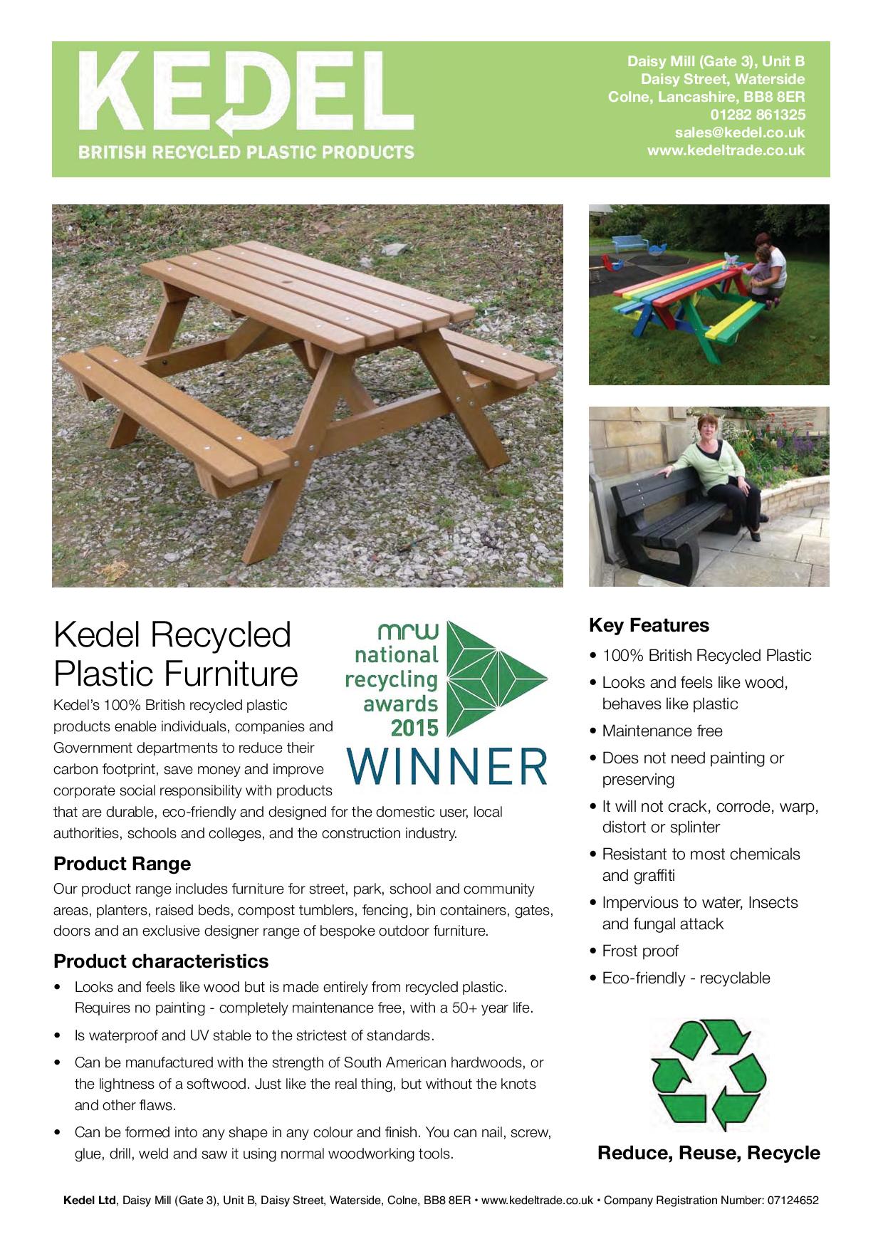 Recycled Plastic Furniture - Key Features Leaflet